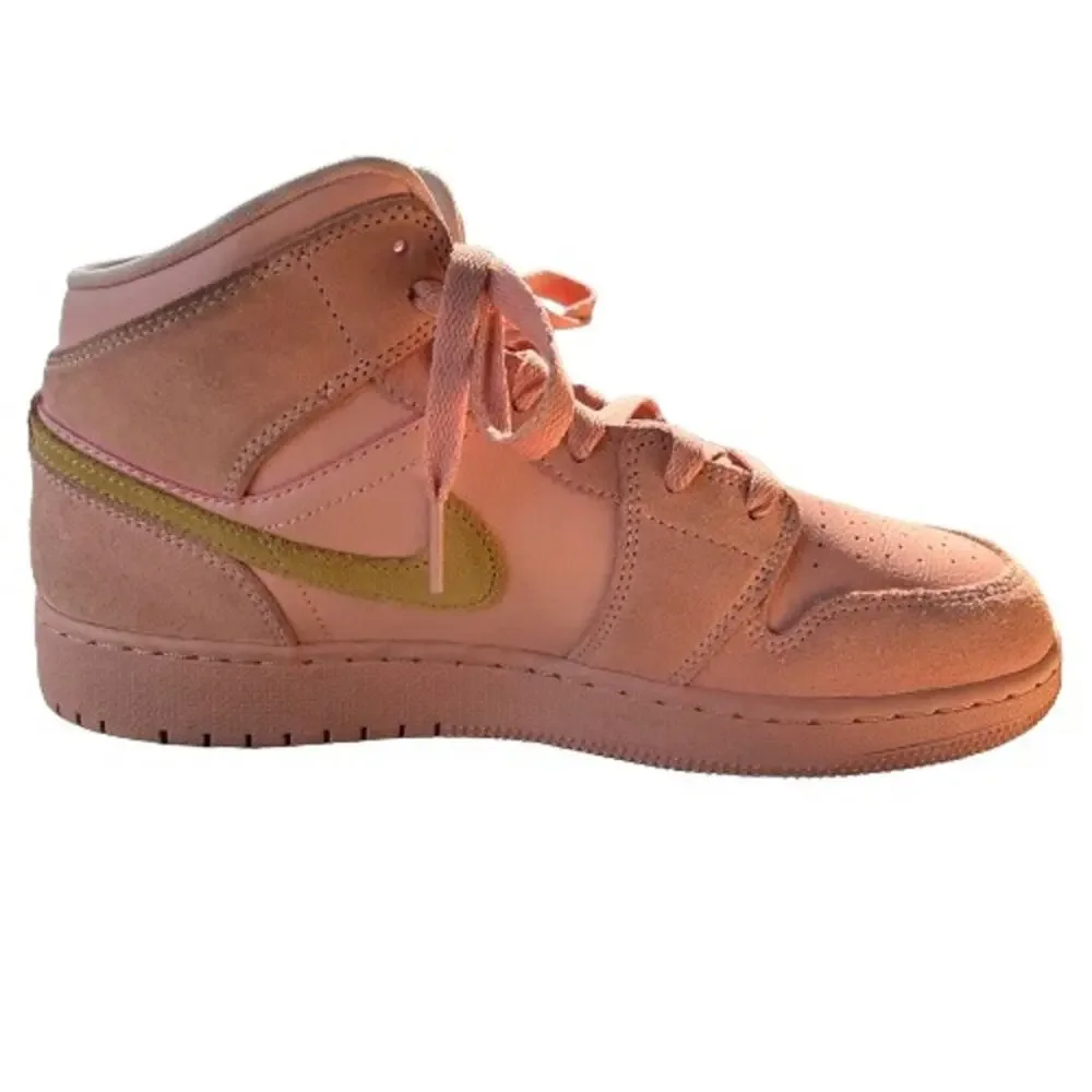 GUC Jordan 1 Mid Coral Gold (GS) Youth Sneaker Shoes Size 7Y/Women’s 8.5